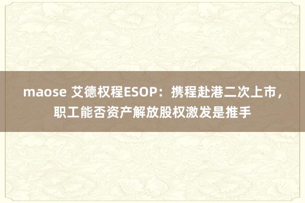 maose 艾德权程ESOP：携程赴港二次上市，职工能否资产解放股权激发是推手