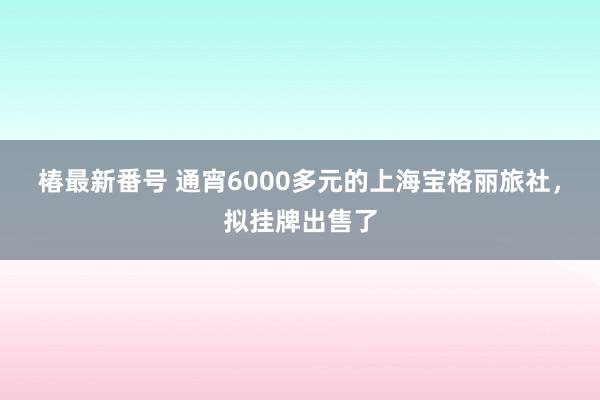 椿最新番号 通宵6000多元的上海宝格丽旅社，拟挂牌出售了