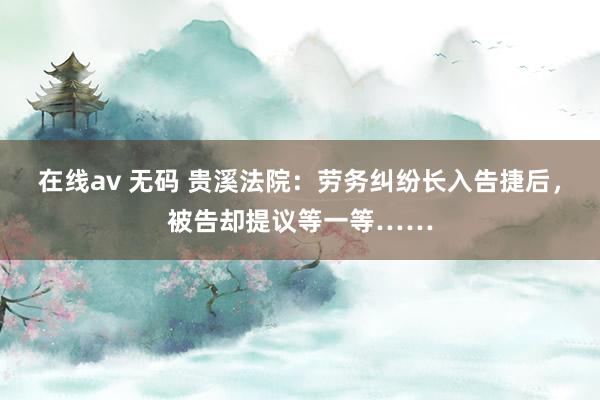 在线av 无码 贵溪法院：劳务纠纷长入告捷后，被告却提议等一等……