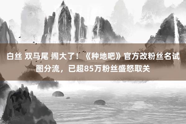 白丝 双马尾 闹大了！《种地吧》官方改粉丝名试图分流，已超85万粉丝盛怒取关