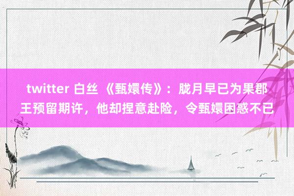 twitter 白丝 《甄嬛传》：胧月早已为果郡王预留期许，他却捏意赴险，令甄嬛困惑不已