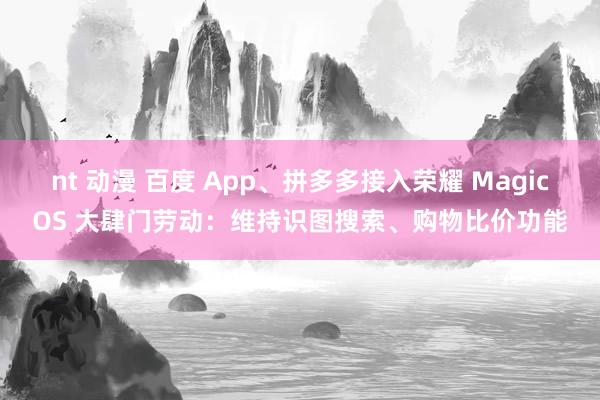 nt 动漫 百度 App、拼多多接入荣耀 MagicOS 大肆门劳动：维持识图搜索、购物比价功能